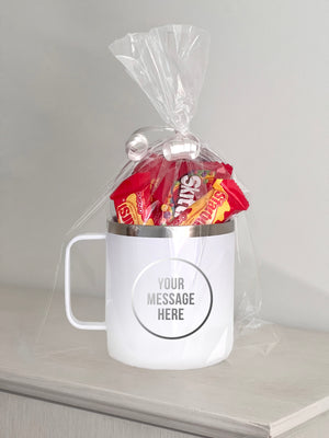Coffee Mug With Candy and Custom Engraving